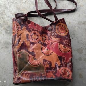 Artistic Multicolor Leather Tote Bag